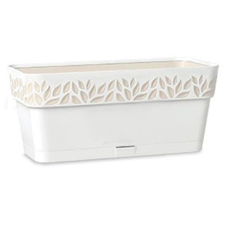MARSHALL POTTERY 19.7 x 7.09 in. Deroma Leaf Resin Leaves Balcony Planter, White 7009012